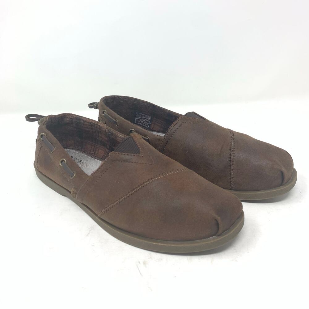 Bobs by Skechers Chill Luxe Brown Suede Look Flats Loafers Comfort Shoes Size 10